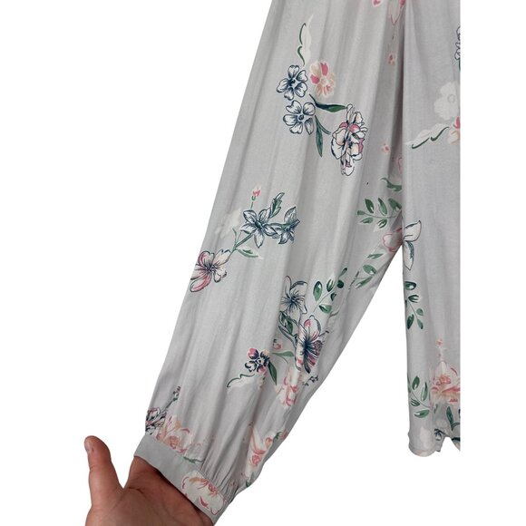 Torrid Womens High Low Hem Lightweight Tie Neck Floral Pullover Gray Size 3X - Picture 4 of 8